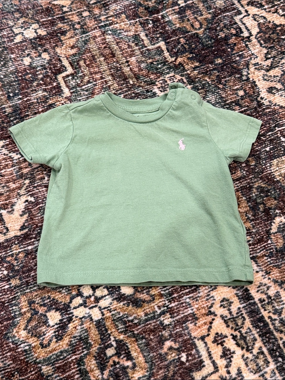Ralph Lauren Light Green Short Sleeve Polo Tee with Pink Pony